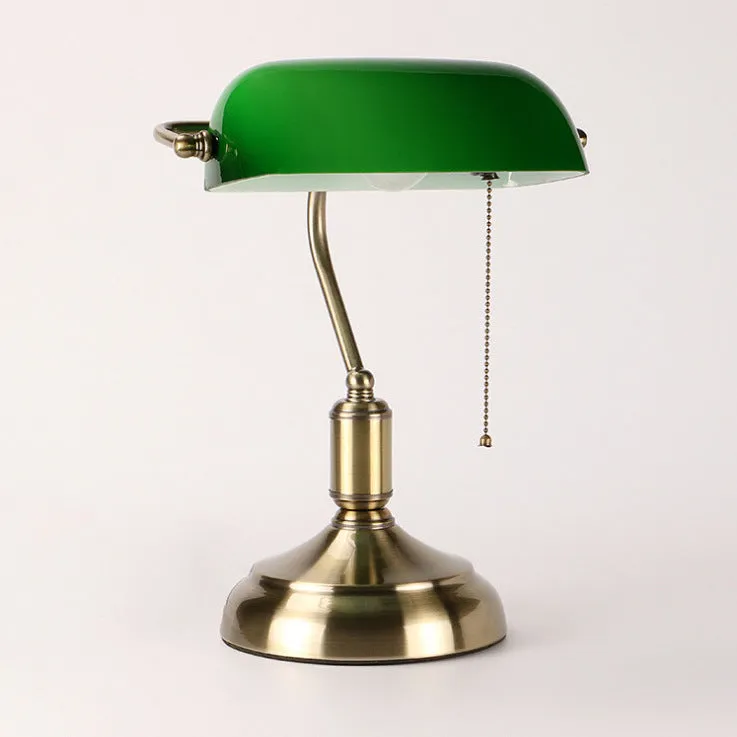 Vintage Bankers Lamp in Green