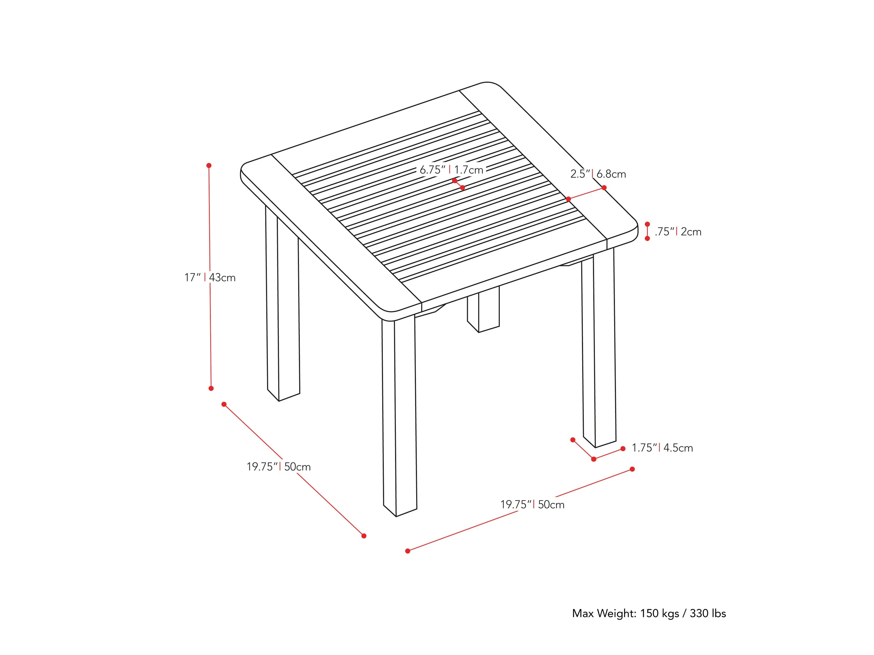 Washed White Hardwood Outdoor Side Table