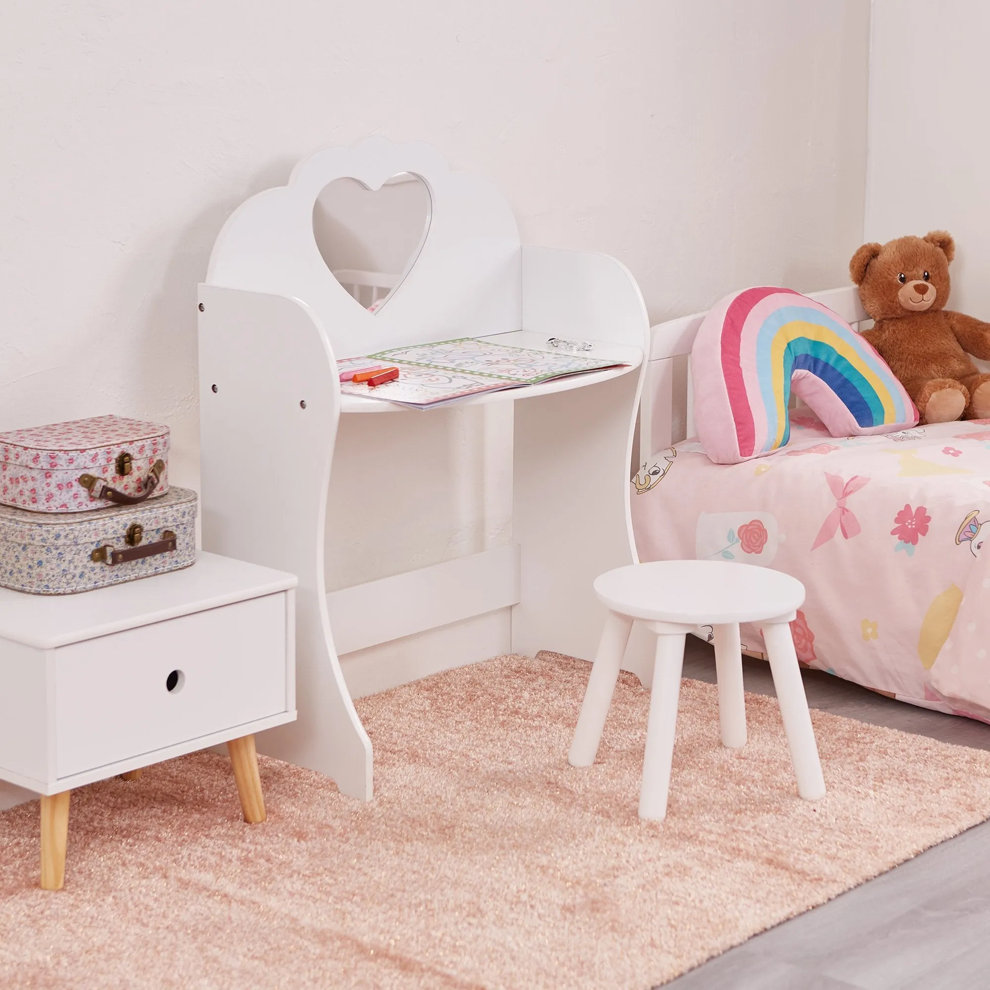 White Dressing Table & Stool