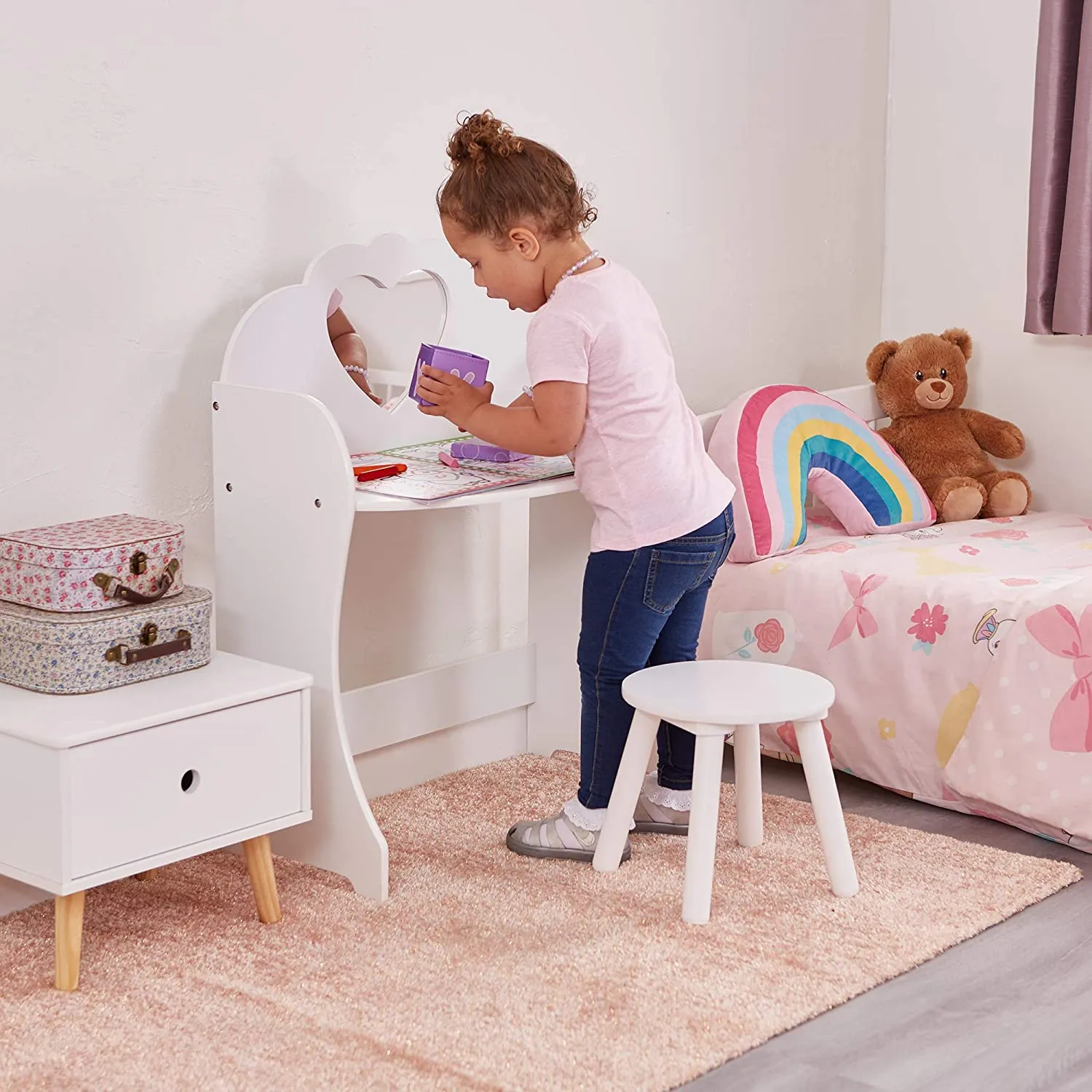 White Dressing Table & Stool