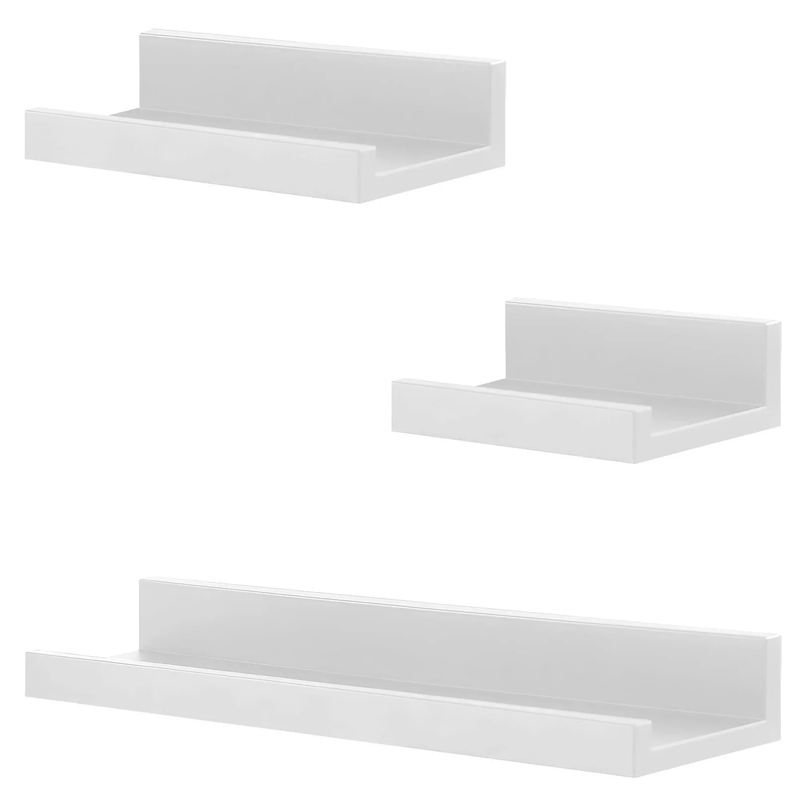 White Floating Wall Shelves Set of 3