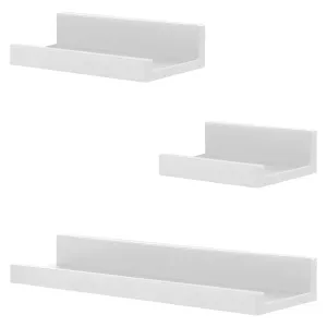 White Floating Wall Shelves Set of 3