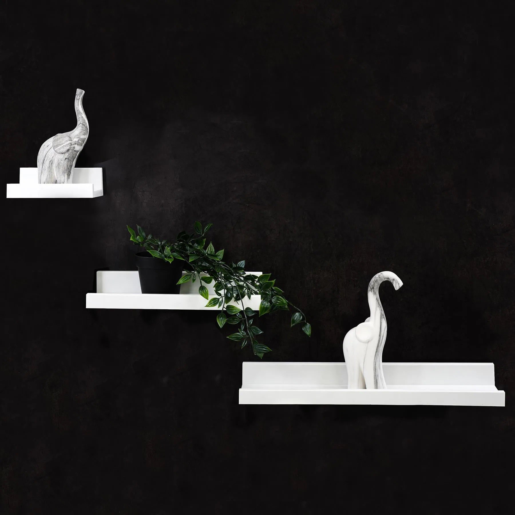 White Floating Wall Shelves Set of 3