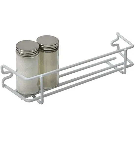 White Wire Single Shelf Mounted Spice Rack